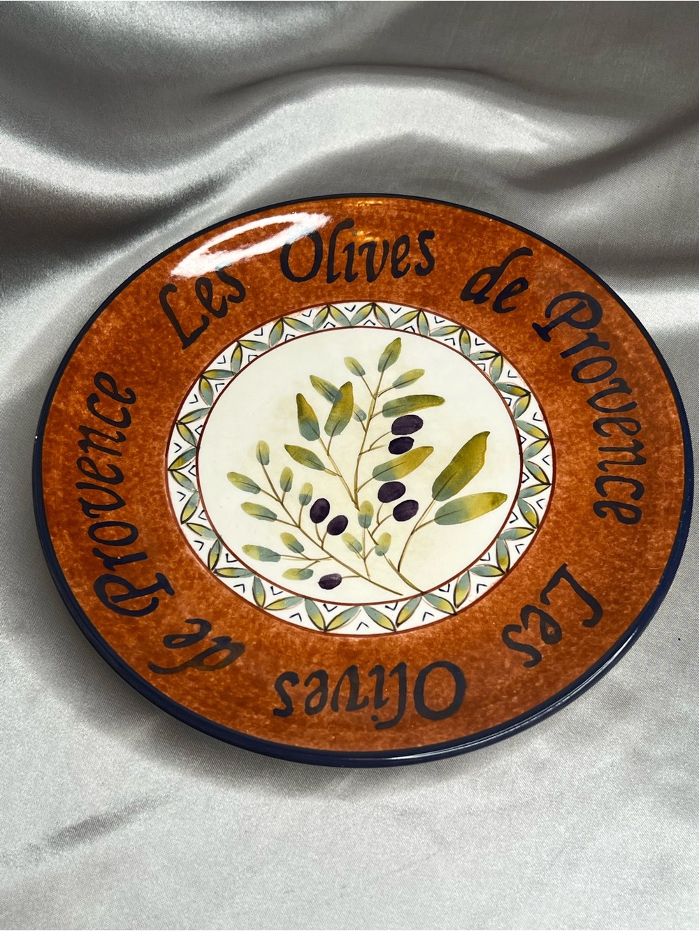 Vintage Sakura "Les Olives de Provence" Earthenware Salad Plate 9 3/8"-Brick Red
